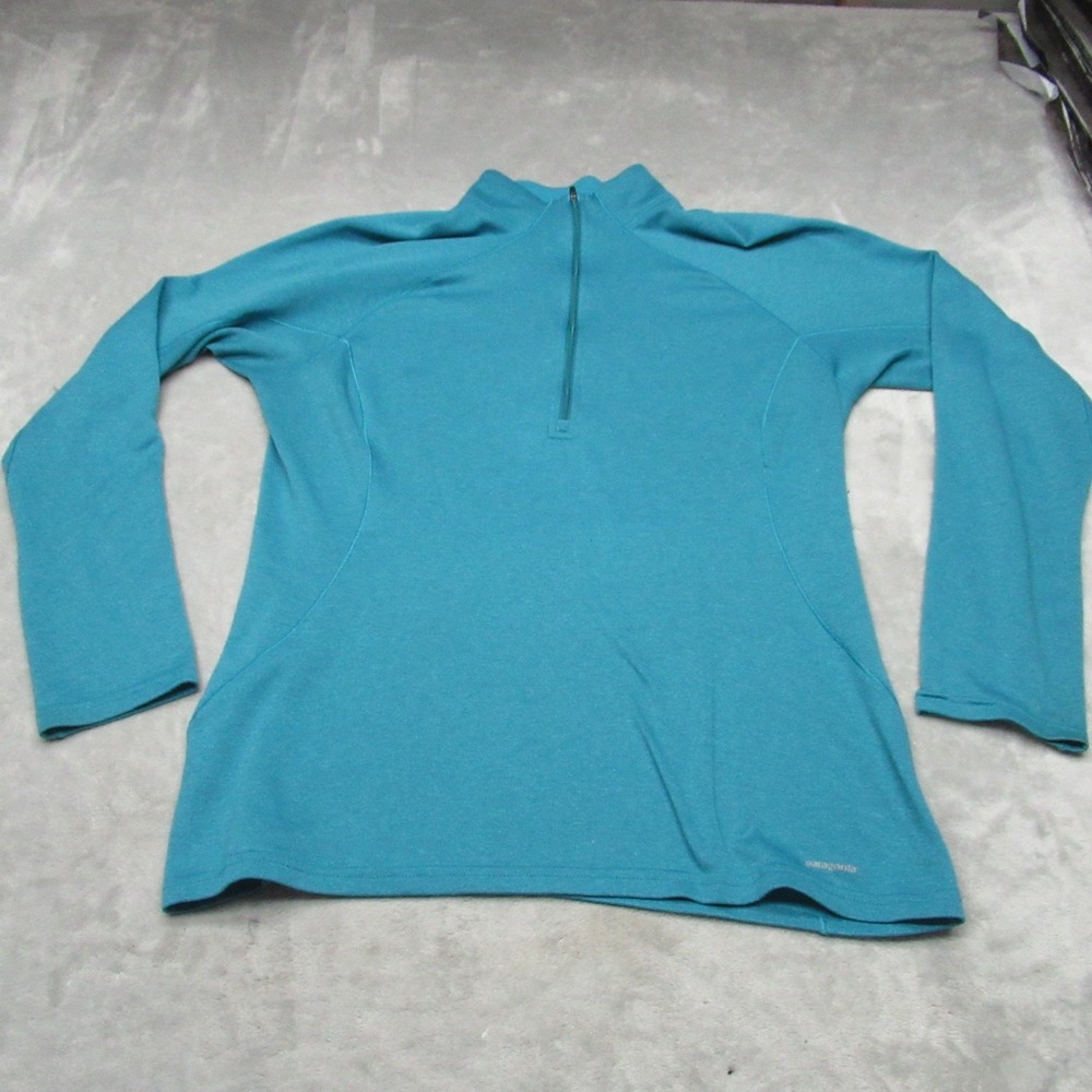 Patagonia‎ Shirt Womens Large Blue Capilene 3 Midweight Zip Neck Base Layer